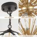 MEIXISUE Modern Sputnik Chandelier,Black Gold Globe Crystal Firework Pendant Light Fixture Industrial 12-Light for Entryway Foyer Kitchen Dining Living Room UL Listed