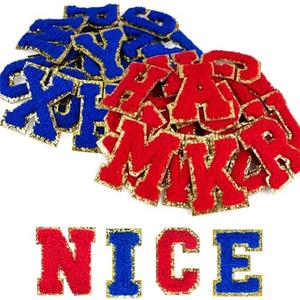 52 Pcs Self Adhesive Letter Patches Chenille Letters Stickers, A-Z Embroidered Applique Patches Alphabet Cloth Patch for Clothes, Bags, Hat, Phone Case, DIY Accessories(Blue and Red)