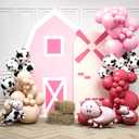 HOUSE OF PARTY Cow Balloons Garland - 110 Pcs with Baby Cow Foil Balloon | Western Cow Print Pink, Red & Peach Balloons for Animals Party & Cowboy Baby Farm Theme Decoration