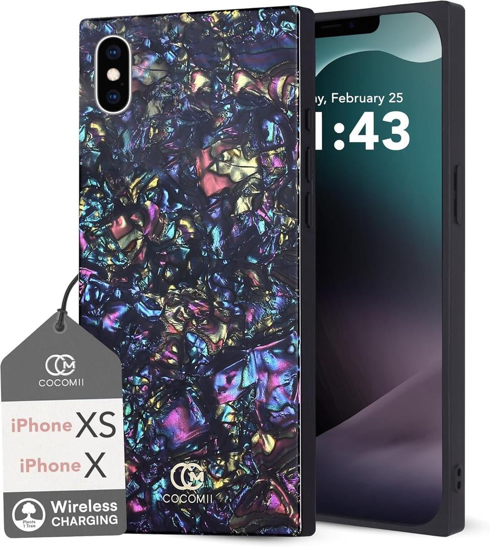 Cocomii - Rectangle Case Compatible with iPhone Xs/X - Opalescent Pearl, Glitter Sparkle, Glossy, Women Girls Men, Protective Phone Case for iPhone Xs/X 5.8 inch, Abalone