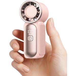 Gaiatop Portable Handheld Mini Fan, 6 Speeds 16900 RPM High Velocity Personal Fan with LED Display, USB Rechargeable, Mini Fan with Lanyard for Makeup, Travel, Outdoor, Gift for Women Girl, Pink