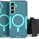 Designed for Samsung Galaxy S23 Plus (S23+) Case,Magnetic,Double Protection,Tough Durable,Compatible with MagSafe,Detachable Back Clip,Dustproof,No Fading,No Yellowing,Non-Slip,Lake Blue