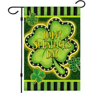 5 x St Patrick's Day Garden Flag,Shamrock St Patricks Flag 12.5 x 18 Inch Clover for Garden and Home Decorations