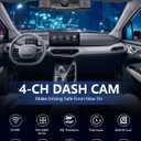 4 Channel Dash Cam 360 View for All-Round Protection, 4-Way Front Rear Inside Recording, Built-in 5G WiFi & GPS, APP Control, 8 IR Night Vision, 24H Parking Monitor, G-Sensor, Free TF Card