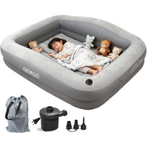 Inflatable Toddler Travel Bed Portable 67" Toddler Bed for Kids with 4 Safety Sides - Lightweight Kids Air Mattress with High-Speed Pump & Carry Bag