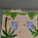 2 Story Cardboard Cat House with Scratcher Pad for Small Kitten,17x12x10 Multi Level Durable Cat Condo & Villa for Bunny Rabbit Small Animals Christmas Birthday Gift(Hawaii)