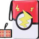 Card Binder 4-Pocket, Trading Card Collector with 50 Removable Sleeves, 400 Cards Pocket Portable Album Holder Book(Red)