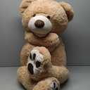 MorisMos Giant Teddy Bear, 39-inch Large Stuffed Animal Bears with Big Footprints Plush, Kids Stuffed Animals Gift, Light Brown