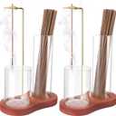 Incense Holder for Sticks, 2 in 1 Incense Stick Holder for Sticks with Glass Ash Catcher,Anti-Ash Flying No Mess Incense Burnerfor Yoga Spa Meditation Home Decor(2 Pack)