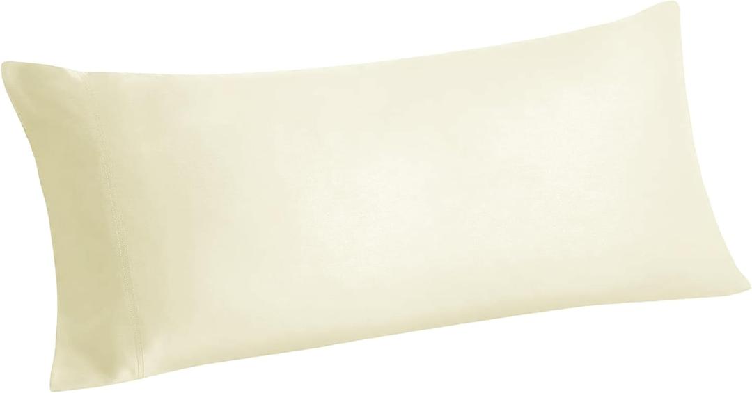 BEDELITE Body Pillow Cover, Rayon Made from Bamboo, Cooling Body Pillow Pillowcase for Hot Sleepers and Night Sweats, Breathable & Silky Soft Full Long Pillow Case Cover (Cream, 20x54 Inches)