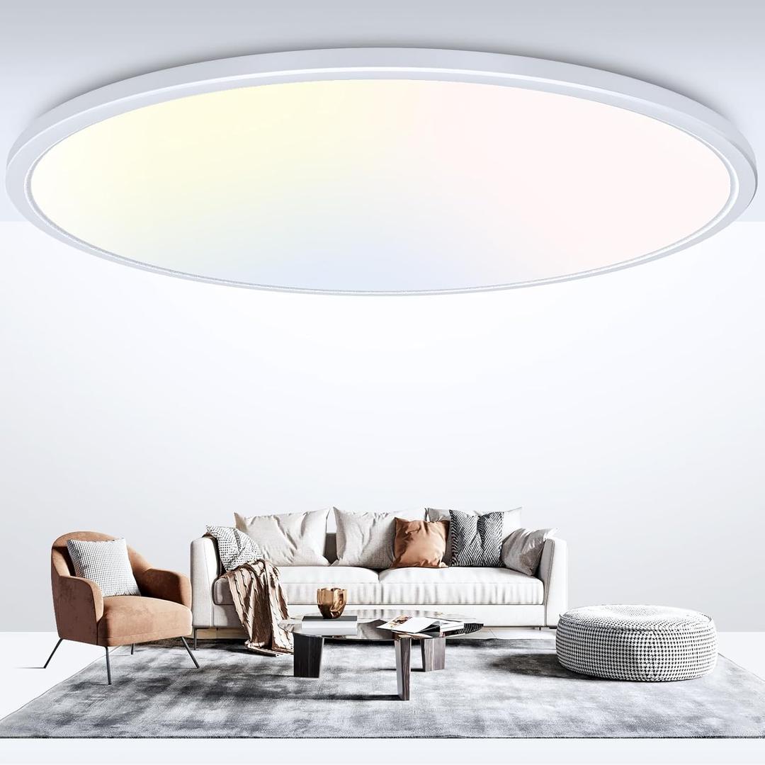 libtit 20 Inch LED Ceiling Light, 4200LM 35W Large & Bright Flush Mount Lighting Fixture, 3000K/4500K/6000K White Round Flat LED Ceiling Lamp for Bedroom Kitchen Livingroom Office (20In-1 Pack)