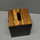 Black Tissue Box Cover Square - Wooden Tissue Box Holder - Decorative Cube Facial Tissue Dispenser for Vanity Toilet Tank Dresser Nights Stand Kitchen Table Office Countertop