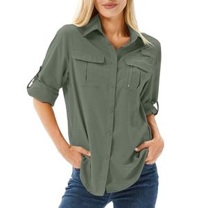 Women's UPF 50+ Long Sleeve UV Sun Protection Shirts, Fishing Hiking Travel Shirt,Breathable and Fast Dry(5071,Mountain Green, 2xl