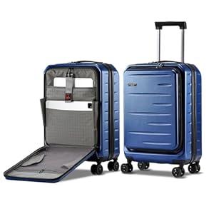 CENSIEN Carry On Luggage 22×14×9 Airline Approved, 20 Inch Lightweight ABS+PC Hard Shell Suitcases with Front Pocket, Spinner Wheels, TSA Lock (Navy Blue, 1PC)