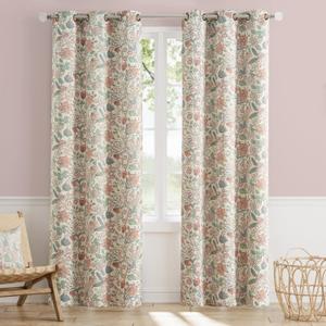 jinchan 100% Blackout Curtains Pink 84 Inch Long Floral Curtains for Nursery Girls Room, Farmhouse Drapes for Living Room Bedroom Darkening Window Treatment Grommet Top Set of 2 Panels (38"W x 84"L (Pack of 2), Floral Pink)