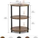 Round Pedestal End Table - 3-Tier Oval Accent Table for Small Spaces, Rustic Wood and Metal Couch Side Table, Nightstand for Bedroom or End Table Living Room, Easy to Assemble, Rustic Brown
