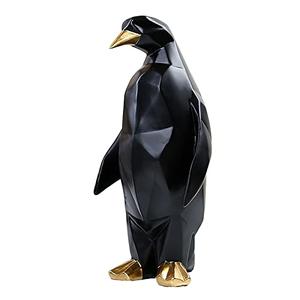 IDORTYBB Abstract Geometric Penguin Sculpture Animal Statue Art Figurine Home Decorations for Living Room Book Shelves Cabinet Desk Decor Table Centerpieces Ornaments (Black, Large)