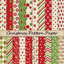 Whaline 40Pcs Christmas Pattern Paper Red Green Scrapbook Specialty Paper Poinsettia Joy Double Sided Craft For DIY Card Making Photo Album Journal Decor, 6 x 6 Inch