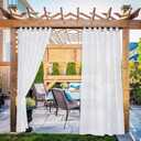 NICETOWN 2 Panels Outdoor Patio Curtains Waterproof, Detachable Sticky Tab Top Indoor Outdoor Sheer Voile Drapes Airy & Elgant Easy Haning for Pergola, W54 x L96, White