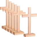 Suzile 6 Pcs Christian Wooden Crosses Centerpiece Bulk for Craft Easter Nativity Tabletop Standing Baptism Religious Church Cross Sunday School First Communion Party Favors, 8.66 x 4.72 Inch