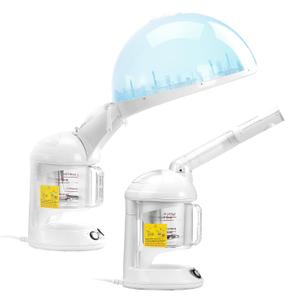 VEVOR Hair Steamer, 2 in 1 UV Ozone Hair & Facial Steamer with Detachable Bonnet Hood, Nano Ionic Face Steamer with 360 Rotatable Sprayer for Deep Conditioning, Perfect for Salon Spa Home Beauty