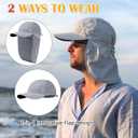 Mens Sun Hat with Breathable Mesh Sun Hats for Men Sun Protection Fishing Hat with Neck Flap for Hiking Cycling (Gray)