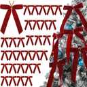 Riceshoot 30 Pcs Velvet Christmas Bow Decoration, 11 x 6.3 Inch Large Bows for Christmas Tree Gift, Xmas Ribbon Garland Ornaments for Wreath Garland Gift Wrapping Crafts Wedding Party(Burgundy)