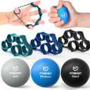 FitBeast Grip Strength Trainer  6 Pieces Hand Therapy Kit with Finger Extension Exerciser & Stress Balls for Adults, Rehab & Strength Training  for Men, Women, and Seniors