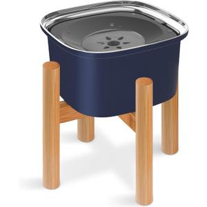 Decflow 3L Elevated Dog Water Bowl, Stainless Steel Raised Food Dispenser with Stand, Large Capacity No Spill Dog Water Bowl for Small, Medium and Large Dogs (Blue)