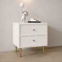 GStone Modern Square Nightstand with 2 Drawers, White and Gold, Duo Size