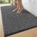 DEXI Bathroom Rugs Non Slip Washable 43x24, Ultra Soft and Water Absorbent Bath Mat, Thick Plush Fluffy Microfiber Bath Rug Carpet for Shower Floor, Tub, Sink, Dark Grey