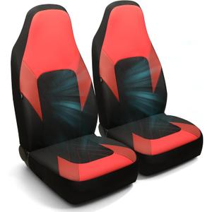 GIANT PANDA Front High Back Car Seat Covers - 3D Air Mesh Design, Breathable Bucket Seat Covers Universal Fit for Most Cars, SUVs, Trucks, Vans, Airbag Compatible (Black & Red) 2 Pack