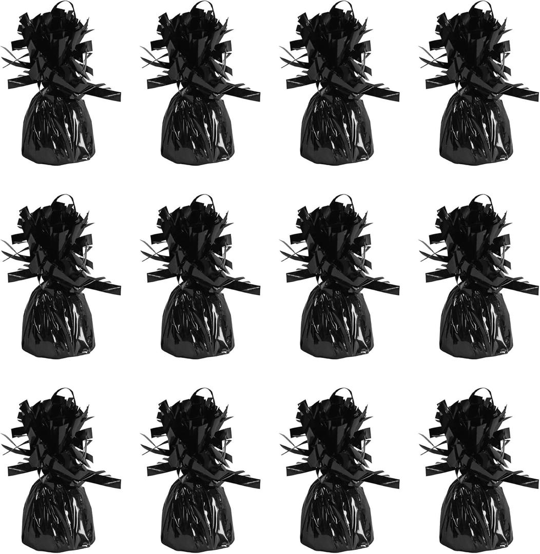 Metallic Wrapped Balloon Weight Pack of 6 (Black)