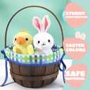 JOYIN Easter Woven Basket with Lining, Brown Wooden Easter Egg Hunt Basket with Handle for Picnic,Goodie Storage, Gift Packing, Party Favors Supplies Decorations, Filling with Candy(12.4" x 9.1")