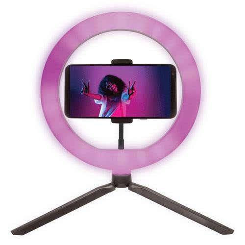 Selfie Stick Content Creator Pro with Phone Holder and Tripod Stand with 8" RGB Ring Light (ETSELFCCPC)