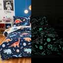 Meeting Story Glow in the Dark Kid Bedding Set for Boys,5Piece Queen Boys Dinosaur Comforter Set with Sheets for Kids Teens