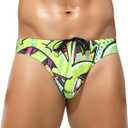 Casey Kevin Men's Triangle Swimming Brief Sexy Low Waist Swimwear Printed Bikini Surf Bathing Swimsuits, Small