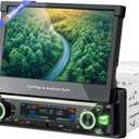 UpgradeY-METDRIVING Single Din Motorized Flip Out Touchscreen Car Radio with Wireless Apple Carplay& Android Auto,7 Inch Type-C Fast Charging Car Stereo with Bluetooth5.1/Backup Camera/AUX/FM/AM/DSP