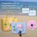 Bogg Bag Letter Charms 9Pcs - Waterproof Rubber Alphabet/Flower Decor, DIY Insert for Bogg Beach Totes (Women & Girls)