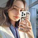 2 x Jusy Compatible with iPhone 15 Pro Max Case with Wavy Edge, Cute White Big Bow Mirror Curly Phone Cases, Shockproof Hard PC & Soft TPU Bumper Protection Cover for Women Girls-Big Bow