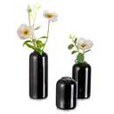 Glass Bud Vases for Centerpieces Silver - Hewory 3pcs Blown Modern Cylinder Small Glass Vases, Mini Bulk Single Flower Vase for Wedding Party Event Home Decor Floral Arrangement (Not Include Flowers)