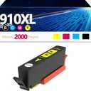 910XL 910 Ink Cartridges Combo Pack Compatible for HP 910 XL Work with HP OfficeJet 8010 8015 8018 8022 OfficeJet Pro 8020 8025 8028 8035 (K,C,M,Y,4 Pack),Y