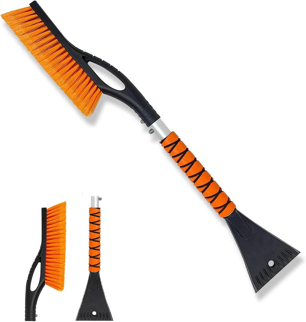 27" Detachable Aluminum Snow Brush & Ice Scraper for Car Windshield - Ergonomic Foam Grip, Suitable for Cars, Trucks, SUV Windshields & Windows, Winter Car Essential Tool