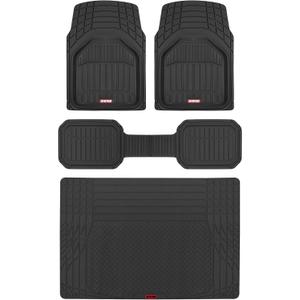 Motor Trend FlexTough Defender Floor Mats for Cars & TrunkShield Trunk Mat Set, Next-Gen Deep Dish Heavy Duty Car All Weather, Rubber Set Auto Truck Van SUV B09VYBHPDK (Black)