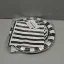 Black and White Striped Party Supplies, Black and White Party Decoration with Dinner Plates Napkins Tablecloth Cups Flags for Birthday Wedding Baby Shower Graduation