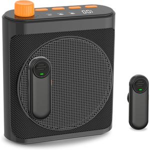 Voice Amplifier Wireless Microphone with Magnetic Lavalier, Portable Voice Amplifier for Teachers with 2 Mic, Rechargeable Bluetooth Speaker System for Classroom, Yoga, Meetings, Speeches