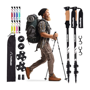 TrailBuddy Trekking Poles - Lightweight, Collapsible Hiking Poles for Snowshoe & Backpacking Gear - Pair of 2 Walking Sticks for Hiking, 7075 Aluminum with Cork Grip
