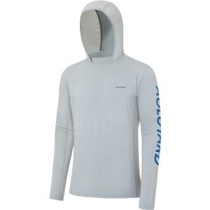Mens Sun Hoodie Fishing Shirts UPF 50+ UV Protection Long Sleeve Rash Guard Lightweight SPF Swim Running Quick Dry (Gray, XXL)