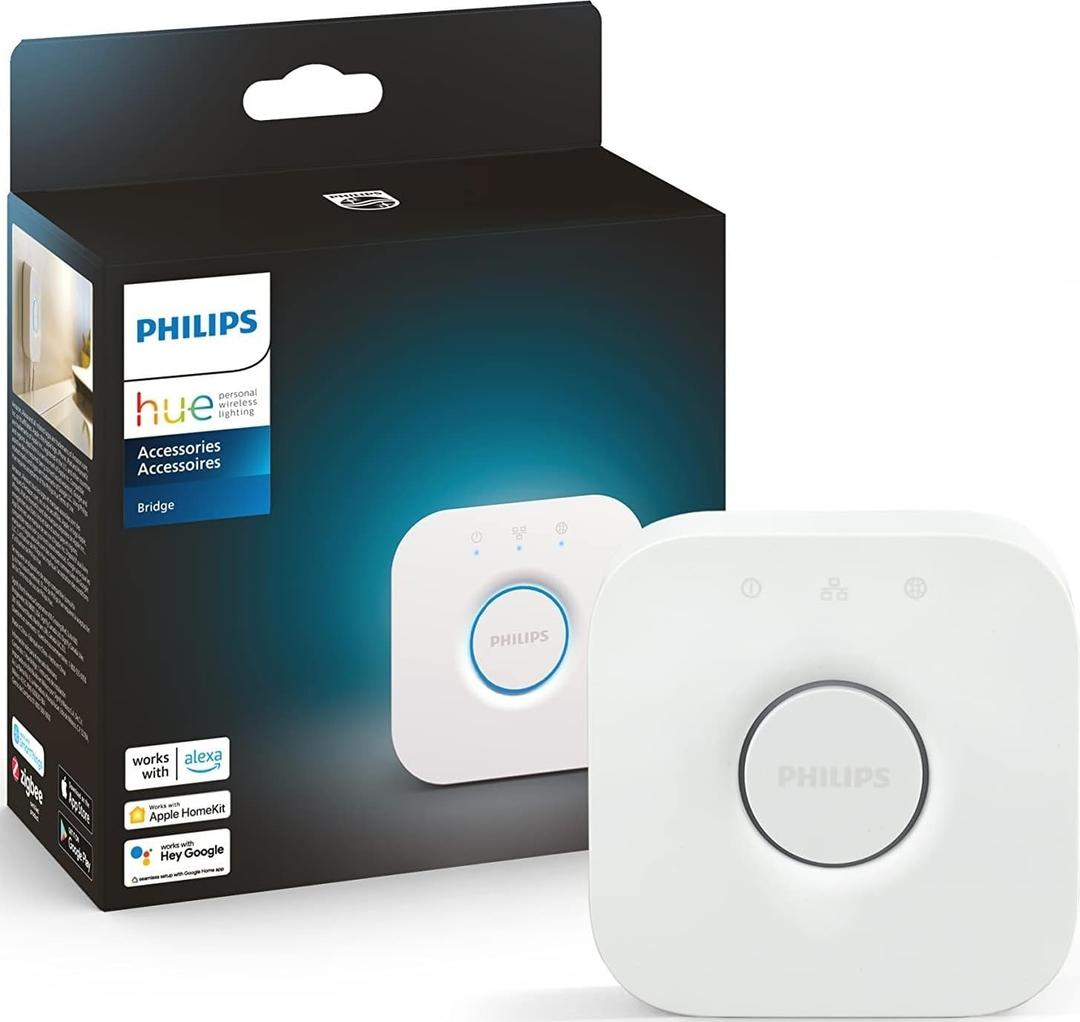 Philips Hue Bridge, Unlock the Full Potential of Hue Bridge System, Multi-Room and Out-of-Home Control, Create Automations and Zones, Smart Lighting Hub, Works with Voice and Matter-Compatible