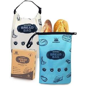 ROYOROYI Royoroyi Bread Bags for Homemade Bread,4 Packs Reusable Bread Bag,Freezer Bread Storage Bag,Waterproof Zipper Bread Container to Keep Bread Fresh gift giving (beige， Jewel Blue)